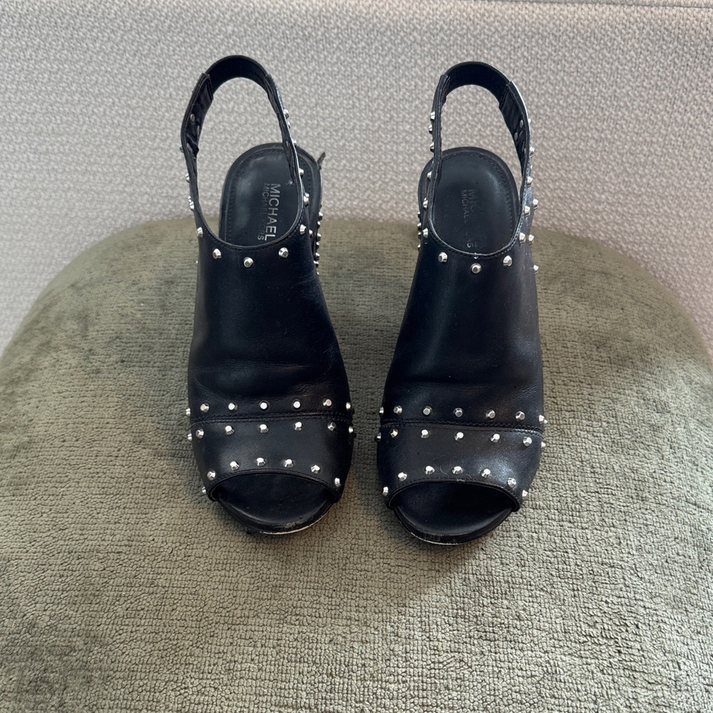Michael Kors Black Studded Slingback Heels